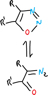 open form oxadiazoles diazoketone