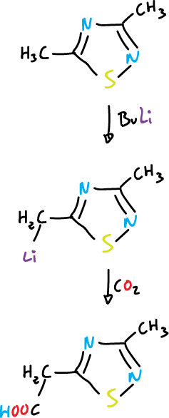 thiadiazole acidic protons alkyl substituents