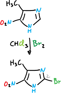 Reactions at the carbons of the imidazole ring: bromination; 2,4,5-tribromo-imidazole