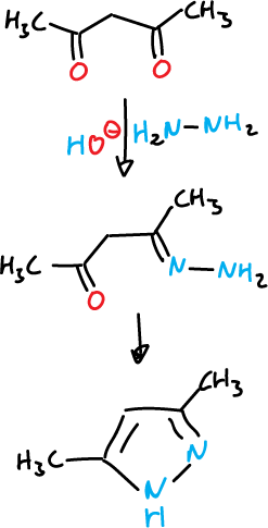 pyrazoles, triazoles and tetrazoles: 3,4-dimethyl-pyrazole obtained from pentane-2,4-dione and hydrazine