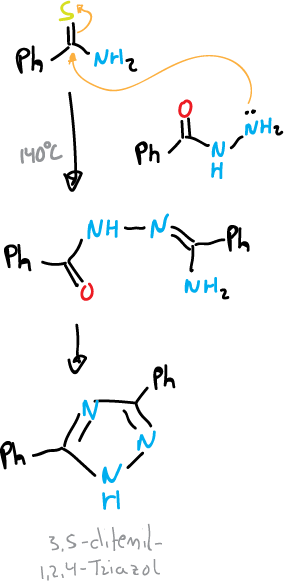 pyrazoles, triazoles and tetrazoles: Synthesis of 1,2,4-triazole rings; Pellizzari reaction