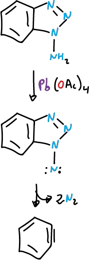  1-benzotriazole ring opening Pb(OAc)4