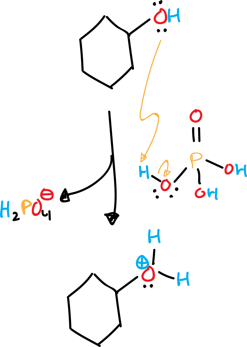 mechanism dehydration cyclohexanol cyclohexene phosphoric acid