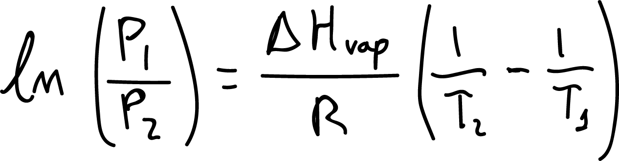 Clausius-Clapeyron equation vacuum distillation