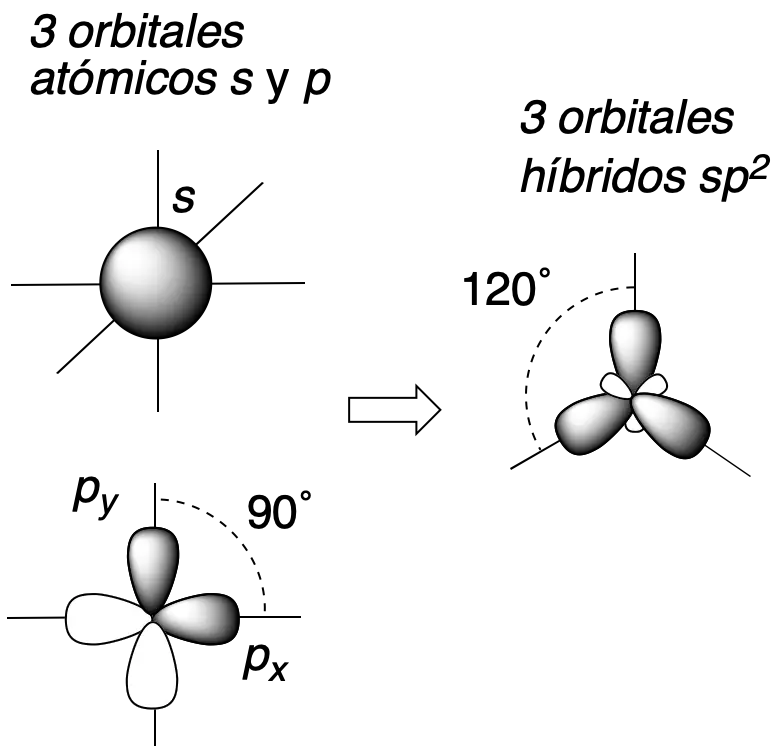 hybridisation and bonding sp2 hybrid orbitals sp2 hybrid orbitals atomic orbitals s p 90 120 trigonal planar