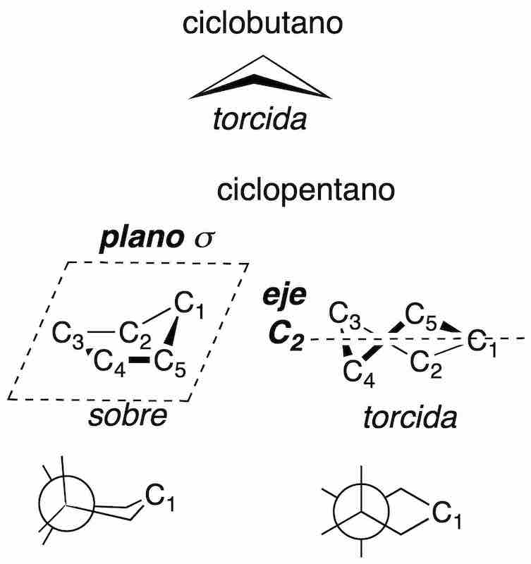 structure and representation of organic molecules perspective of conformers cyclobutane cyclopentane twisted