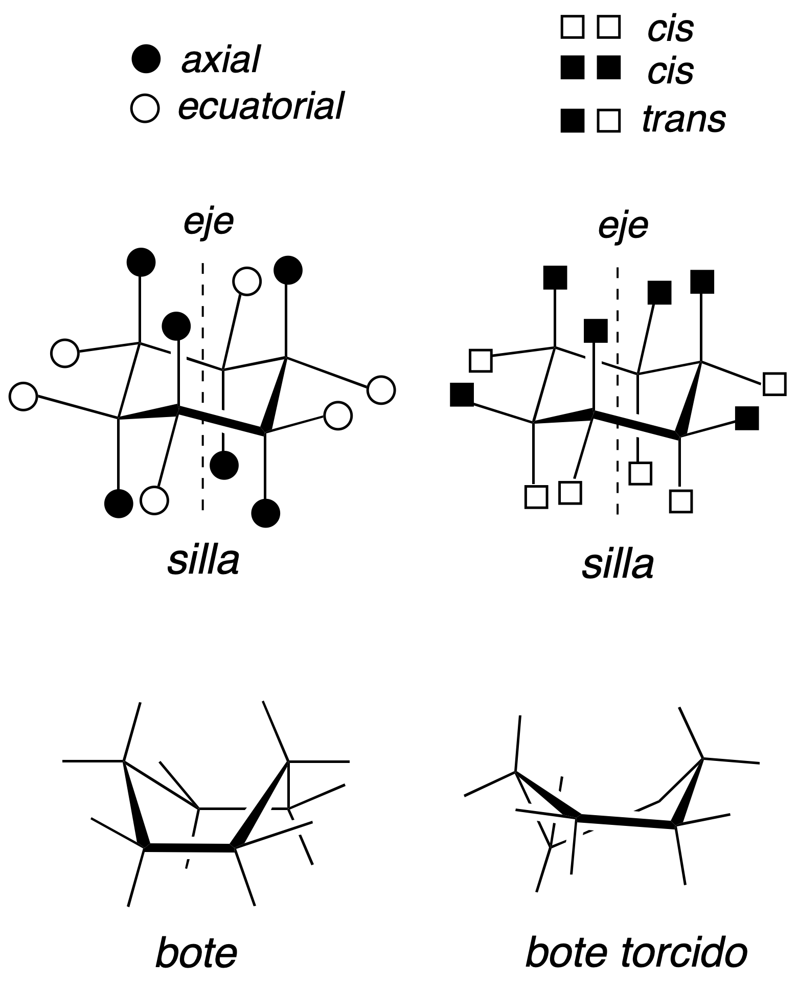 structure and representation of organic molecules cyclohexane chair boat boat boat axial twisted boat equatorial equatorial cis trans