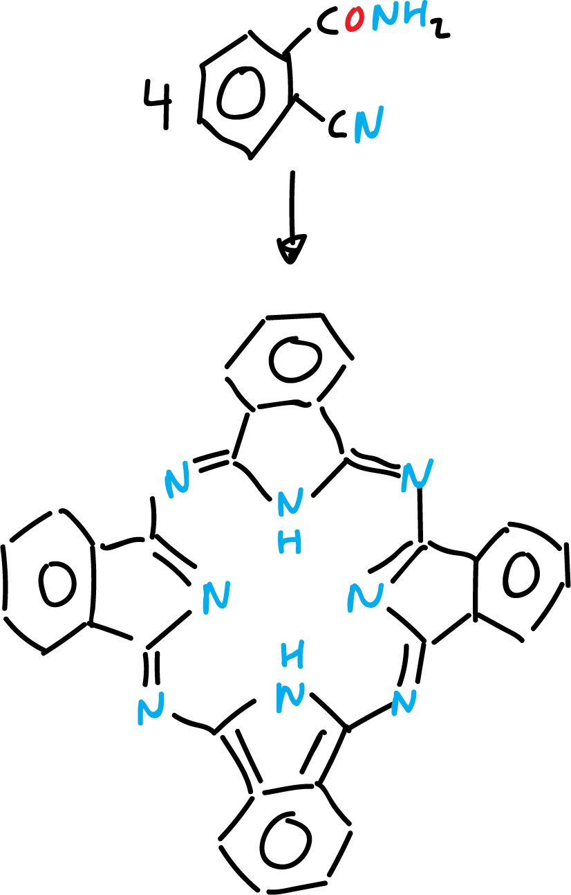Synthesis phthalocyanine 2-cyanobenzamide 5-membered condensed heterocycles