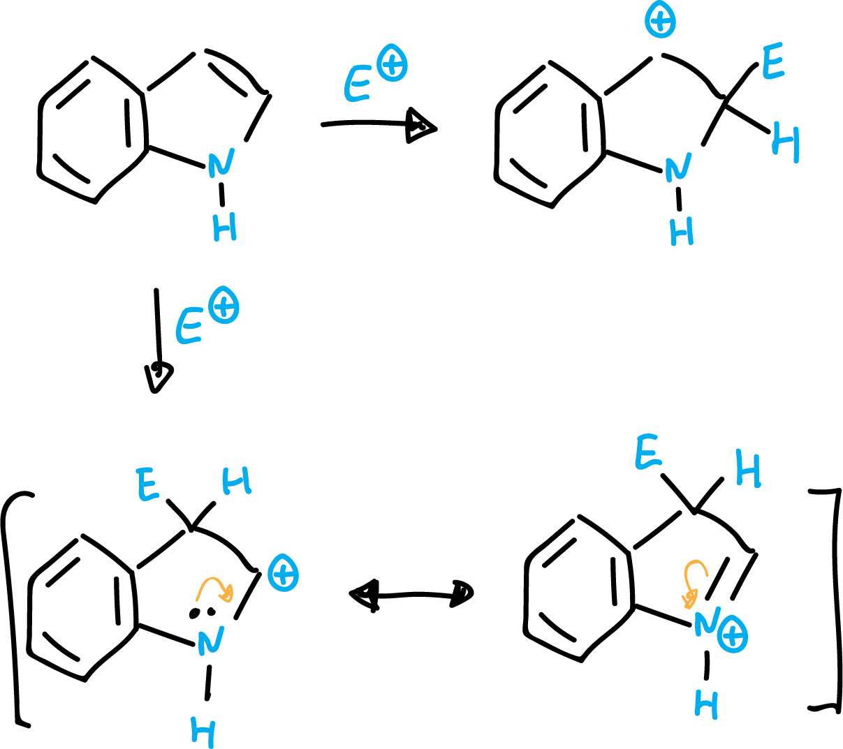 Reactivity of indoles: Electrophilic substitution of indoles SIKJAQJRHWYJAI-UHFFFAOYSA-N