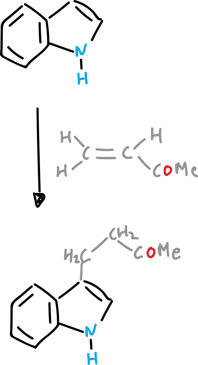 Reactivity of indoles: Michael reaction of indoles (or Michael addition) SIKJAQJRHWYJAI-UHFFFAOYSA-N