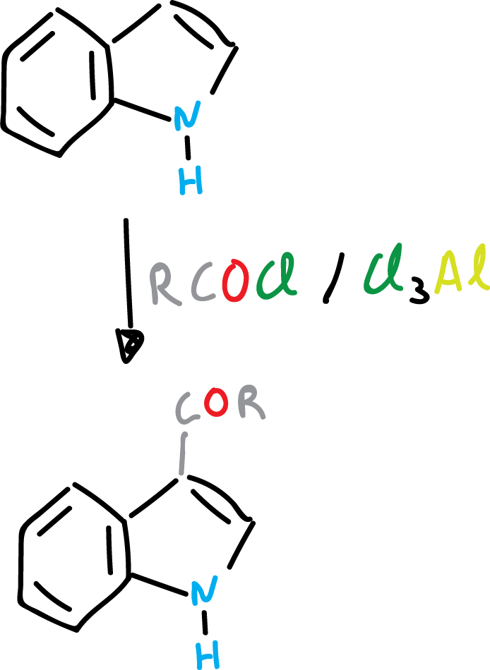 Reactivity of indoles: Friedel-Crafts reaction of indoles (or Friedel-Crafts acyclization) SIKJAQJRHWYJAI-UHFFFAOYSA-N