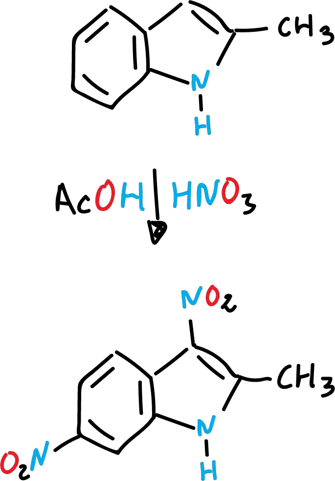 Reactivity of indoles: nitration SIKJAQJRHWYJAI-UHFFFAOYSA-N