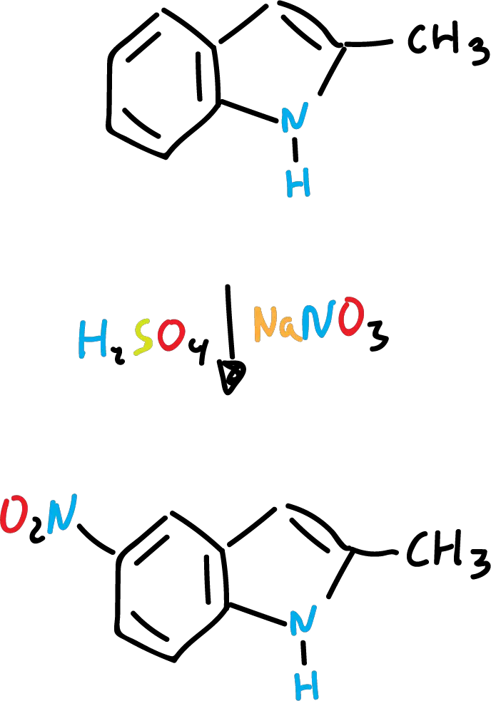 Reactivity of indoles: nitration SIKJAQJRHWYJAI-UHFFFAOYSA-N