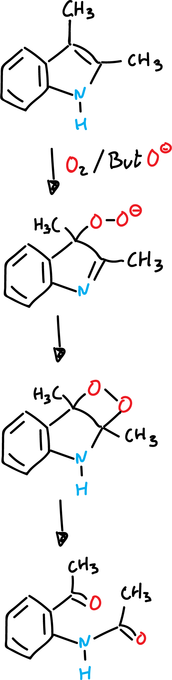 Reactivity of indoles: Autooxidation reactions of indoles in a basic medium; Electrophilic substitution or addition SIKJAQJRHWYJAI-UHFFFAOYSA-N