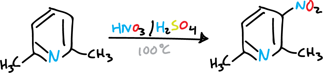 Activation by 2 methyl groups of the nitration of pyridine