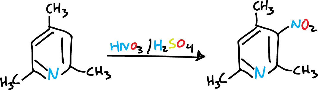 Activation by 3 methyl groups of the nitration of pyridine