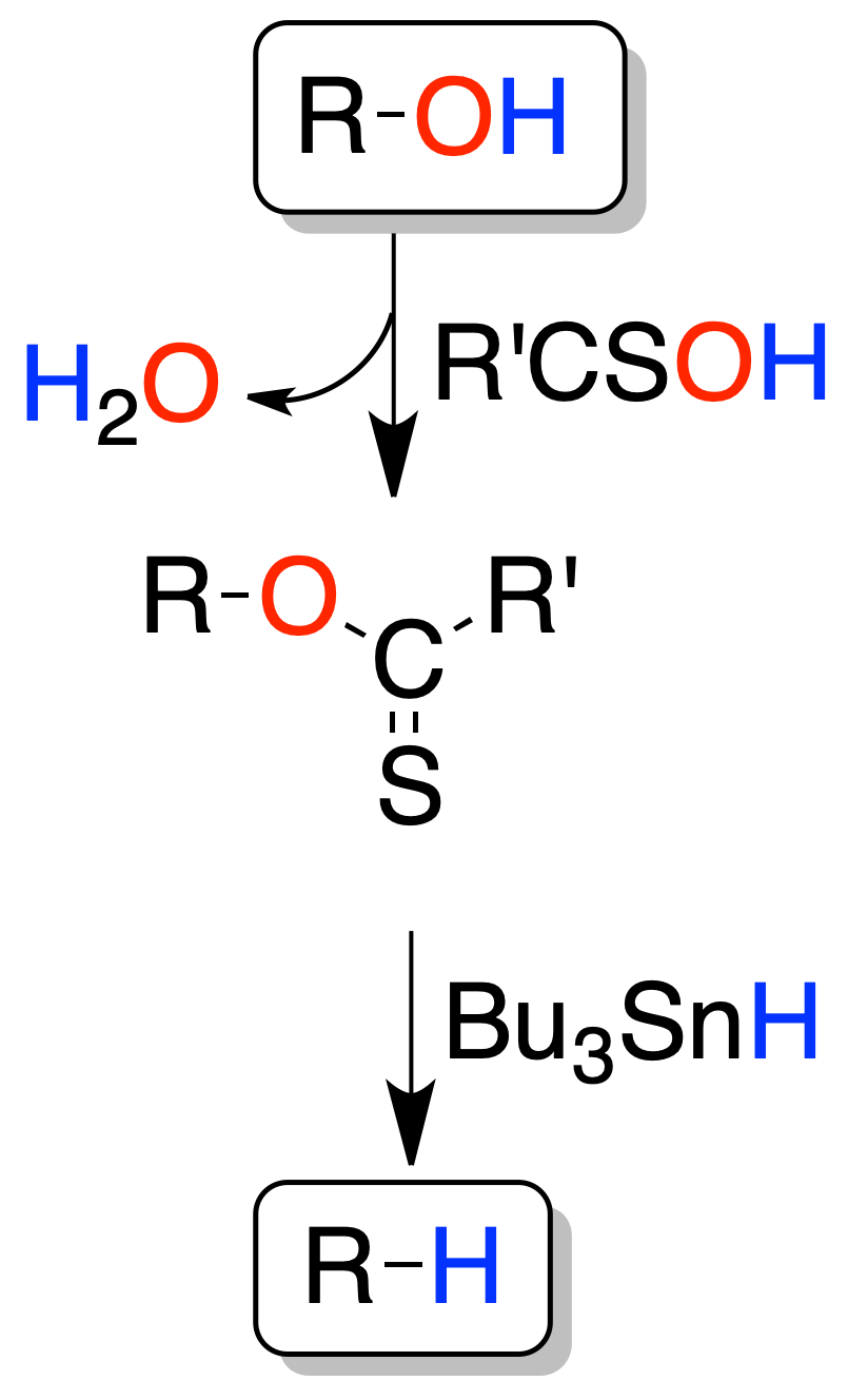 Reactions of Alcohols, Ethers and Oxiranes: Deoxygenation of alcohols (reduction); By means of thiocarbonyl derivatives; Barton-McCombie reaction