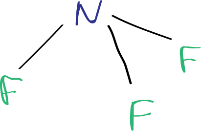 Lewis structure of nitrogen trifluoride NF3 -