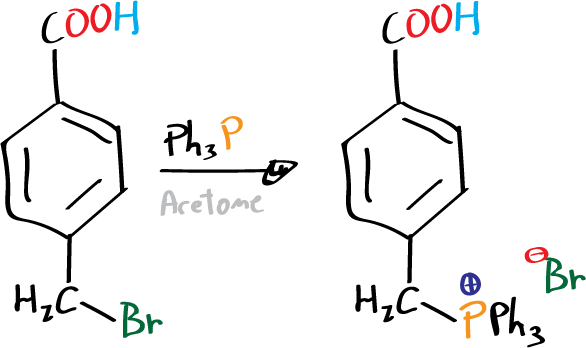 Wittig reaction 4-vinylbenzoic acid - step 2: preparation of 4-carboxybenzyltriphenylphenoxyphosphonium bromide