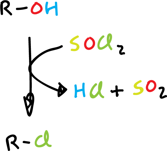 synthesis haloalkanes reaction thionyl chloride
