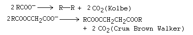 Kolbe electrolysis synthesis - Crum Brown-Walker reaction