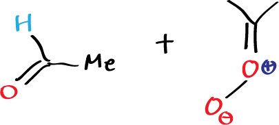 Applications of pericyclic reactions - Formation of five-membered rings (reaction of aldehyde with carbonyl oxide) - general reaction scheme