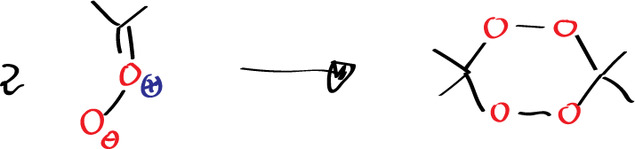 Applications of pericyclic reactions - Formation of six-membered rings (carbonyl oxide dimerization) - general reaction scheme HYGCGZDZPCZRSH-UHFFFAOYSA-N 3,3,6,6-tetramethyl-1,2,4,5-tetraoxane (diacetone peroxide)