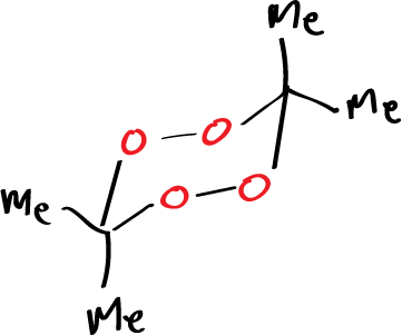 Applications of pericyclic reactions - Formation of six-membered rings (carbonyl oxide dimerization) - general reaction scheme HYGCGZDZPCZRSH-UHFFFAOYSA-N 3,3,6,6-tetramethyl-1,2,4,5-tetraoxane (diacetone peroxide)