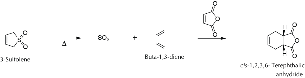 [4+2] Cycloaddition between maleic anhydride and buta-1,3-diene from 3-sulfolene