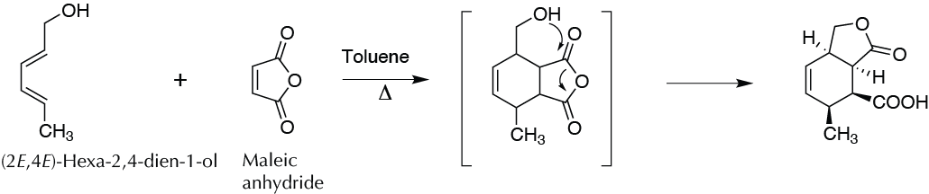 Diels-Alder reaction maleic anhydride E,E-2,4-hexadien-1-ol