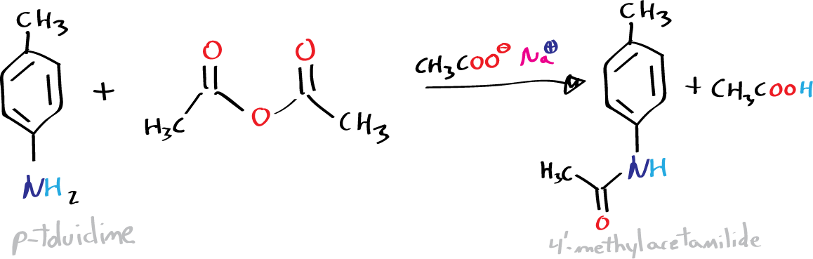 benzocaine synthesis (step 1): synthesis of 4'-methylacetanilide - general reaction scheme