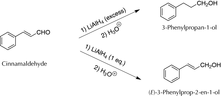 Reduction of cinnamaldehyde with LiAlH4