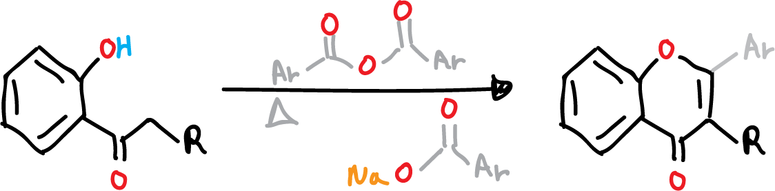 Allan-Robinson reaction - general reaction scheme - Allan-Robinson condensation - Allan-Robinson's flavone synthesis - Allan-Robinson synthesis