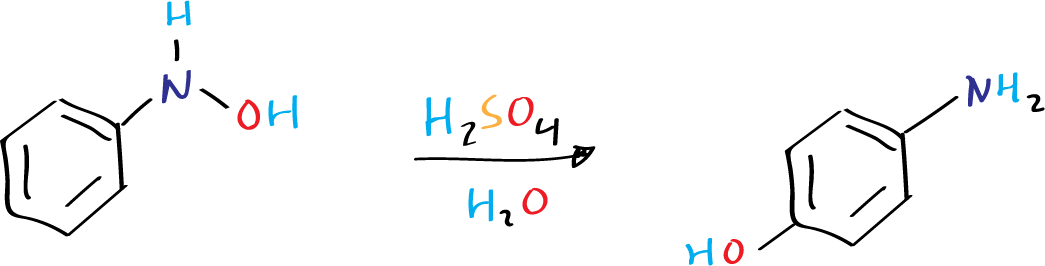 Bamberger rearrangement - general reaction scheme - N-phenylhydroxylamines - 4-aminophenols - Bamberger reaction