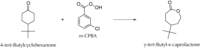 Oxidation of 4-tert-butylcyclohexanone to yield γ-tert-butyl-ε-caprolactone
