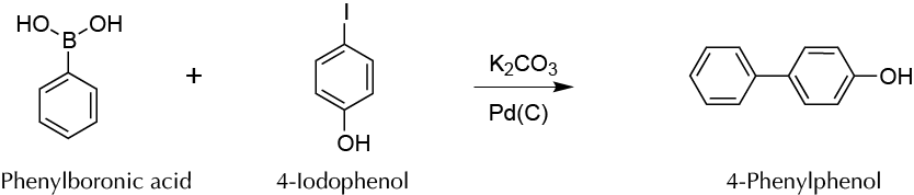 synthesis of biphenyl derivative 4-phenylphenol by Suzuki reaction