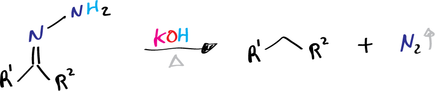 Wolff-Kishner reduction - Kishner condition - general reaction scheme