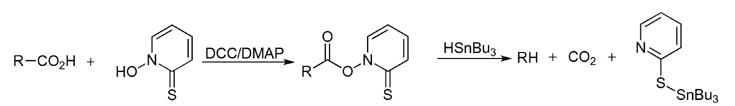 Barton decarboxylation - general reaction scheme - Barton's radical decarboxylation