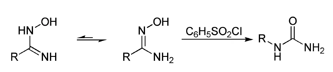 Esquema general de reacción de la reordenación de Tiemann - Reordenación Tiemann de amidoxima-urea