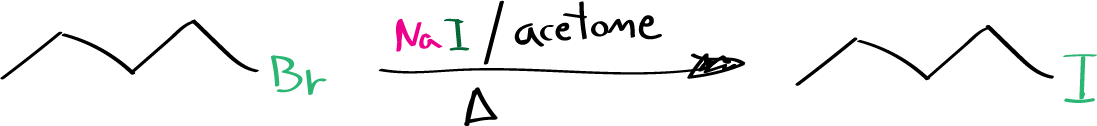 Conversion of 1-bromobutane into 1-iodobutane via SN2 mechanism (Finkelstein reaction)