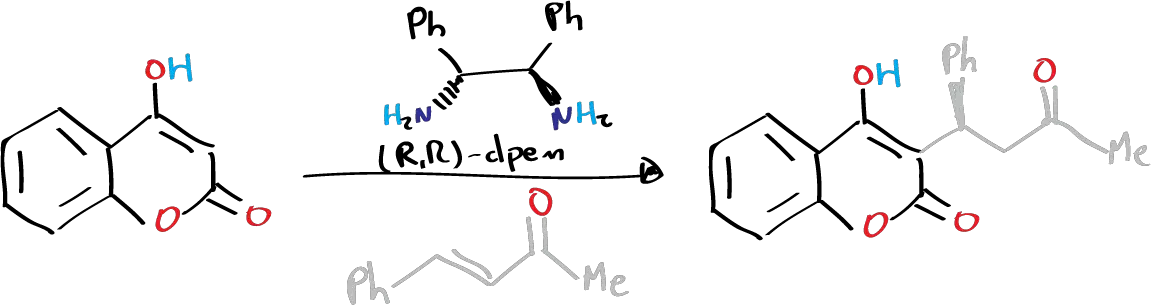 Synthesis of (R)‐warfarin organocatalysis