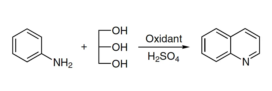 Skraup quinoline synthesis - Skraup reaction - general reaction scheme - Skraup reaction - Skraup synthesis