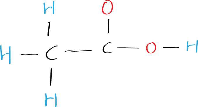 Lewis structure of acetic acid CH3COOH (ethanoic acid) - step 3 draw single bonds