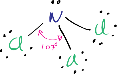 Lewis structure of nitrogen trichloride NCl3